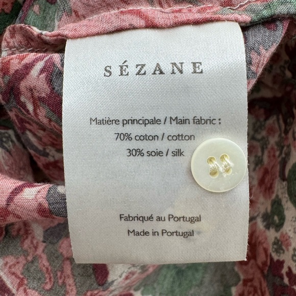 Sezane Womens XS (34) Floral Button Up Shirt Cotton Silk Blend Quiet Luxury - Picture 7 of 8